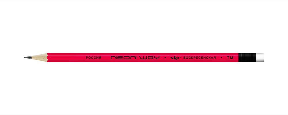 Карандаш чернографитный неоновый с ластиком заточенный ТМ (HB) 72 шт, Neon way NW05, 1-1541 розово-оранжевый, ВКФ NW05