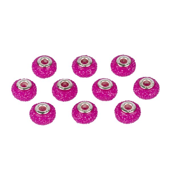 Бусины шармы ⌀16 мм, 10 шт, смола, №18 фуксия/неон, Zlatka RFB-16