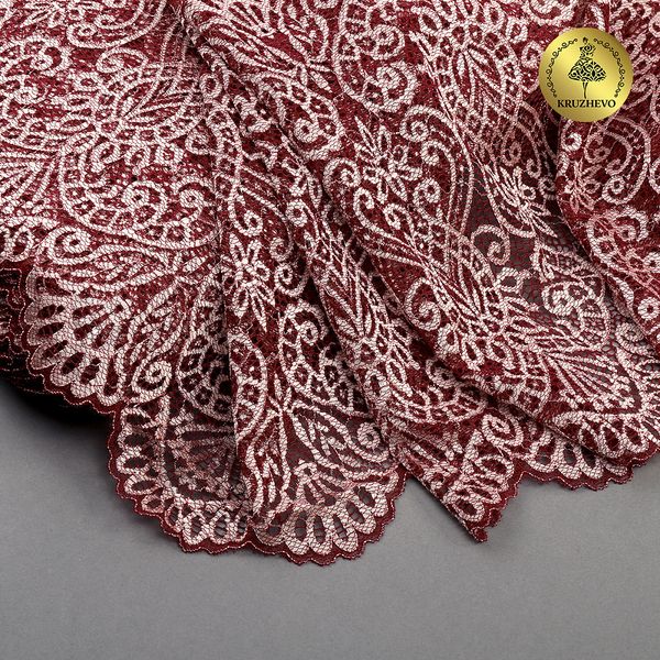 Кружево бельевое эластичное 225 мм / 3 м, 40992 цв.бордо+св.розовый, Kruzhevo