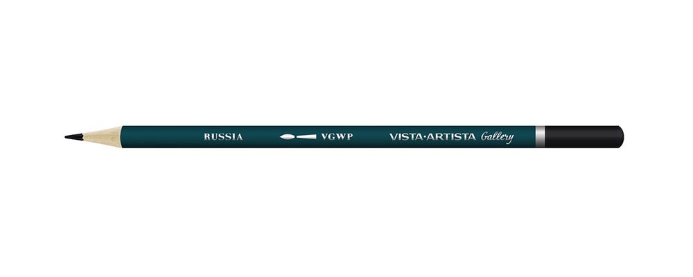 Карандаш акварельный художественный заточенный, 6 шт, 806 черный (Black), Vista-Artista Gallery VGWP