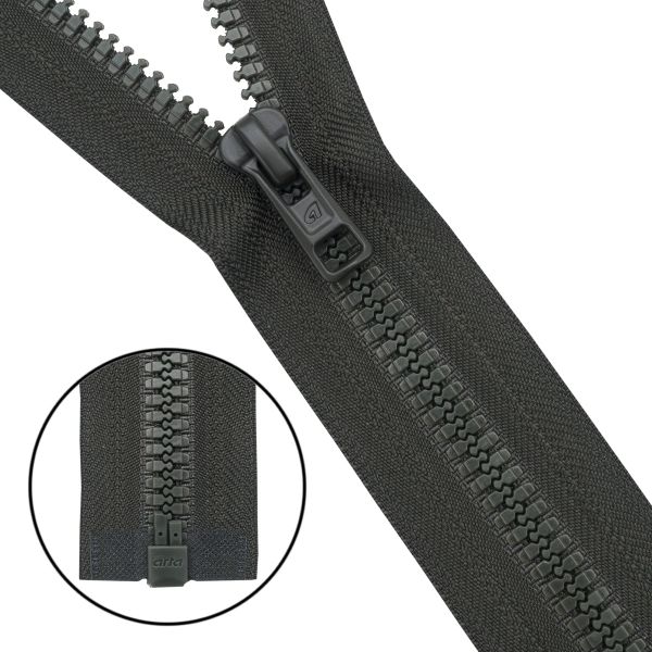 Молния трактор Arta Т6 (6 мм) 1 зам., разъем., 40 см, (2076), A237 т.хаки, НОВЫЙ МАТОВЫЙ ЗАМОК, уп.50 штук