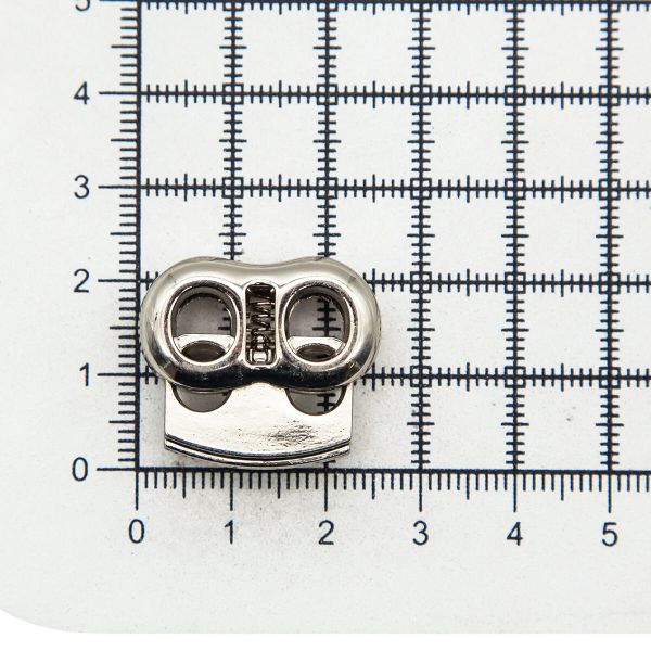 Фиксатор (зажим) для шнура металл плоский, 2 отв., 26х21 мм, (in ⌀6 мм), металл, никель, 10 шт