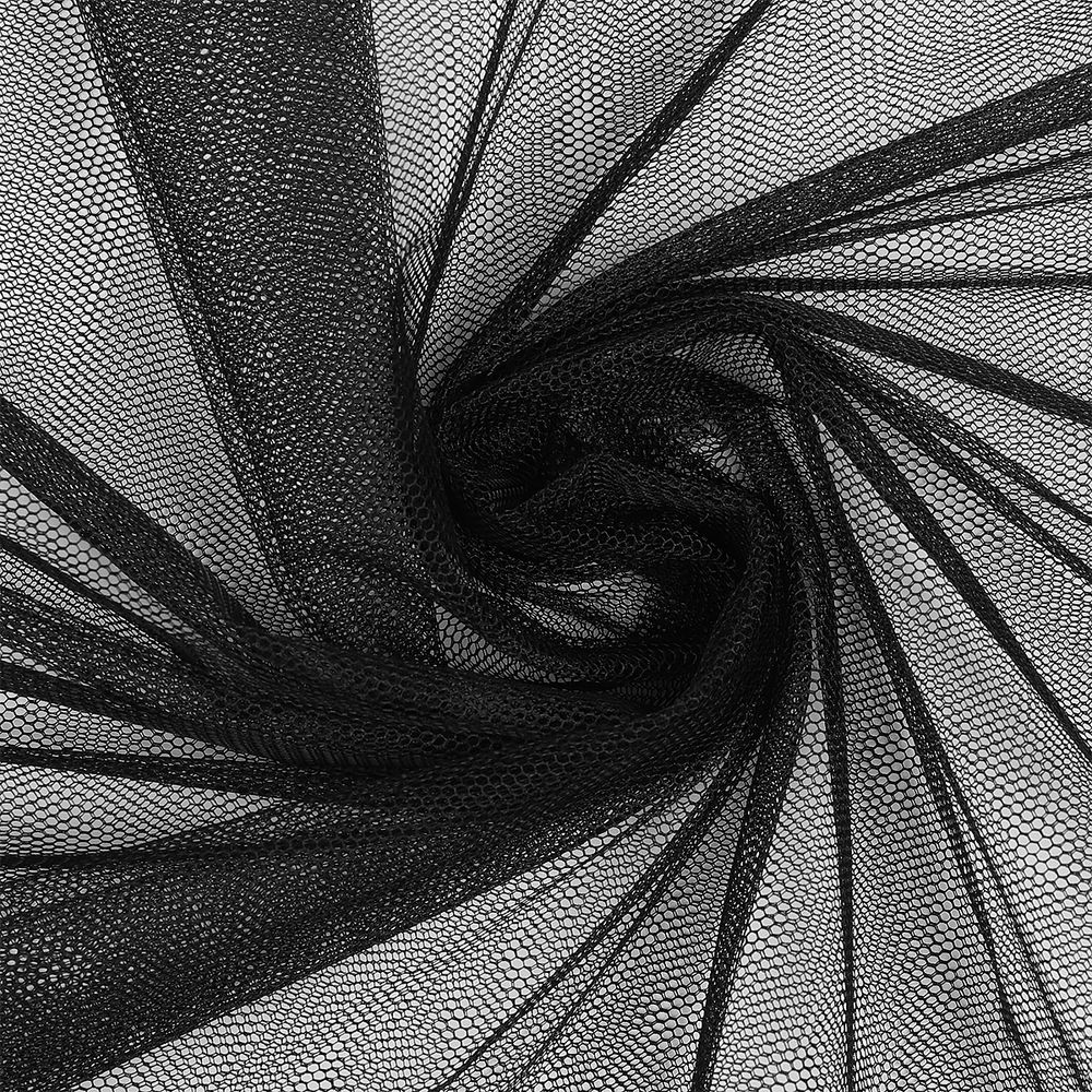 Фатин стрейч крупная сетка 160 см / 3 метра, TBY.ST.160.BL-3, цв.черный