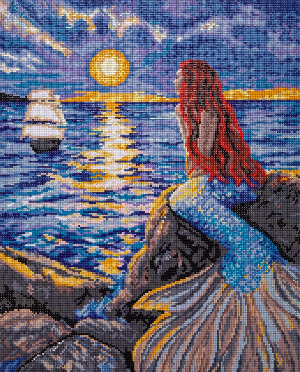 Алмазная (кристальная) мозаика Фрея ALPD-194, на подрамнике Русалка у моря, 40х50 см