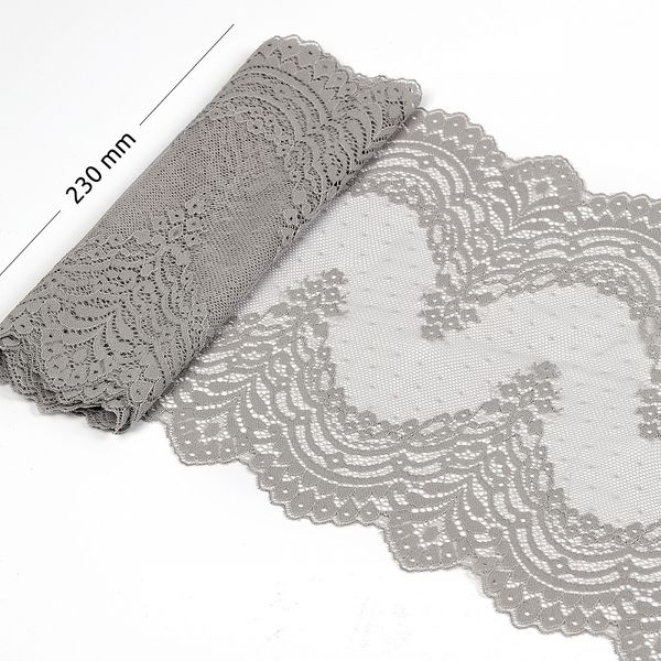 Кружево бельевое эластичное 230 мм / 3 м, 8036 цв.F310 серый, Kruzhevo
