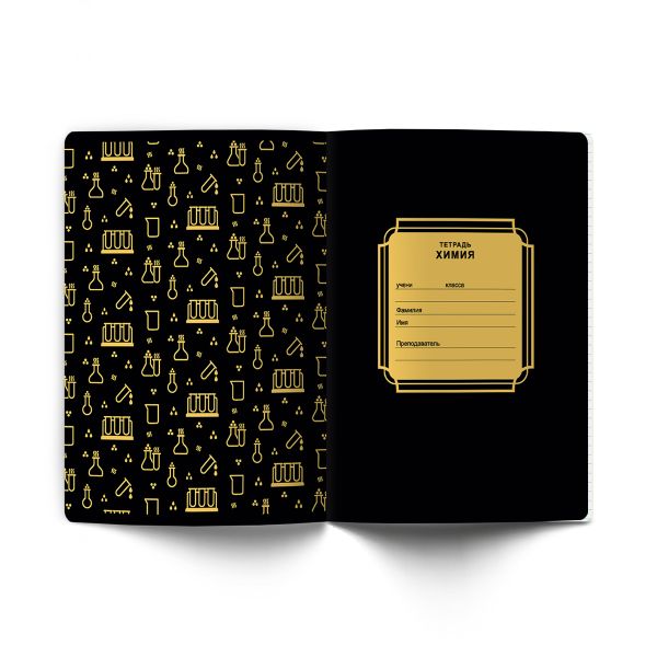 Тетрадь со справочным материалом Золотая коллекция, тиснение золотой фольгой, A5+ 48 л. на скобе 65 г/м², белизна 100 %, 10 шт, клетка, 01331 Золотая коллекция Химия, Светоч Т145