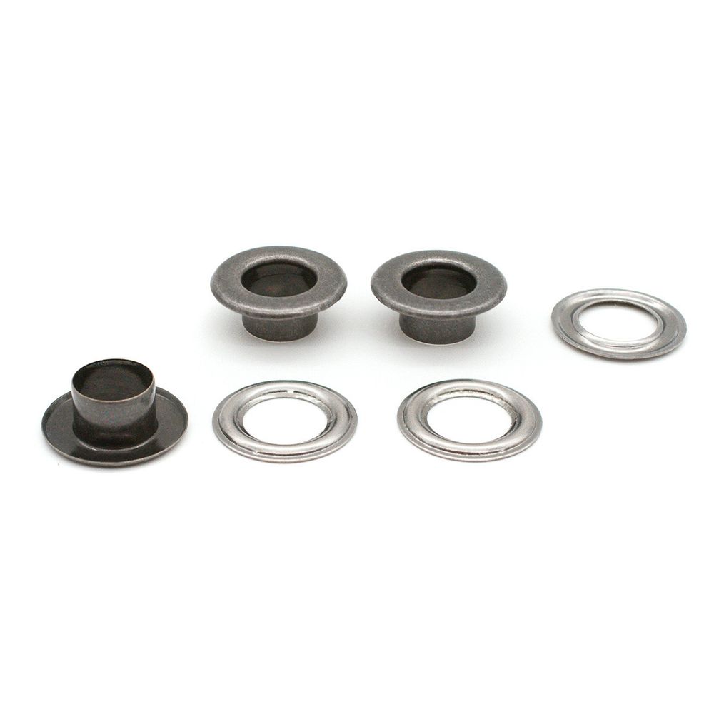 Люверсы металл ⌀_8.0 мм (внутр.), латунь, цв.т.сер. плоский, 50 шт, Protos