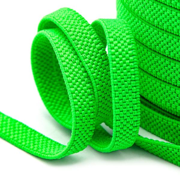 Резинка плоская обувная 8.0 мм / 25 метров, 6.6 г/м, эластичность 160%, L9915 зеленый неон, D107
