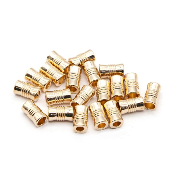 Наконечник для шнура металл цилиндр 12х7 мм, ⌀3/5 мм, (золото), 20 шт