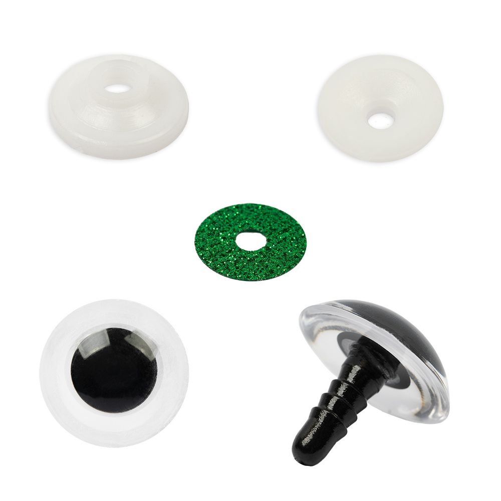 Глазки кукольные пластиковые с блестящей вставкой ⌀20 мм, 5х2 шт, зеленый, HobbyBe PGSB-20