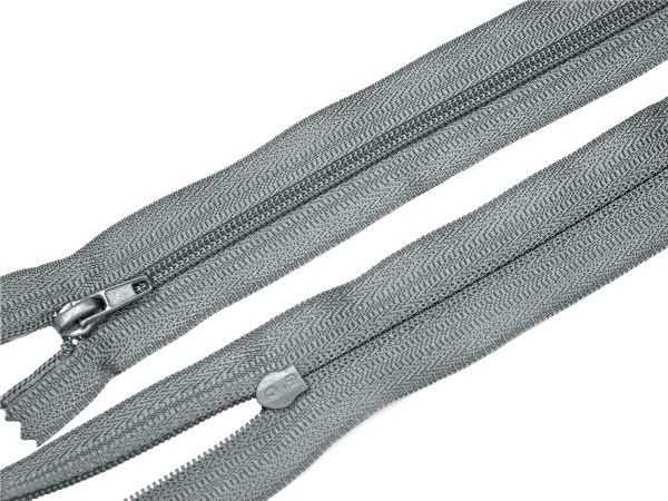 Молния спираль (витая) (цв.SBS) брючная Т4 (4 мм) 1 зам., н/раз., 20 см, автомат, S-243 серый, 100 шт