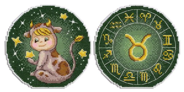 Набор для вышивания нитками МП Студия (Жар-птица), Знаки зодиака. Телец 12х12 см