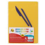 Доска для лепки гибкая со стеками, желтый, Лео LPDS-A5