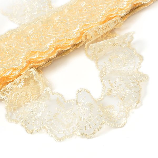 Кружево капроновое 45 мм / 9.14 м, TBS.30010 цв.002 кремовый, Kruzhevo