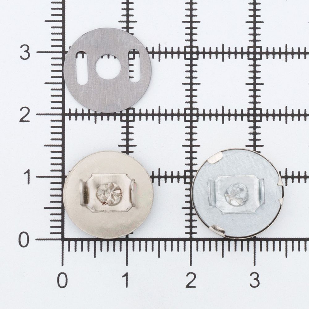 Кнопка магнитная металл ⌀14.0 мм, никель, 20 шт, S090662