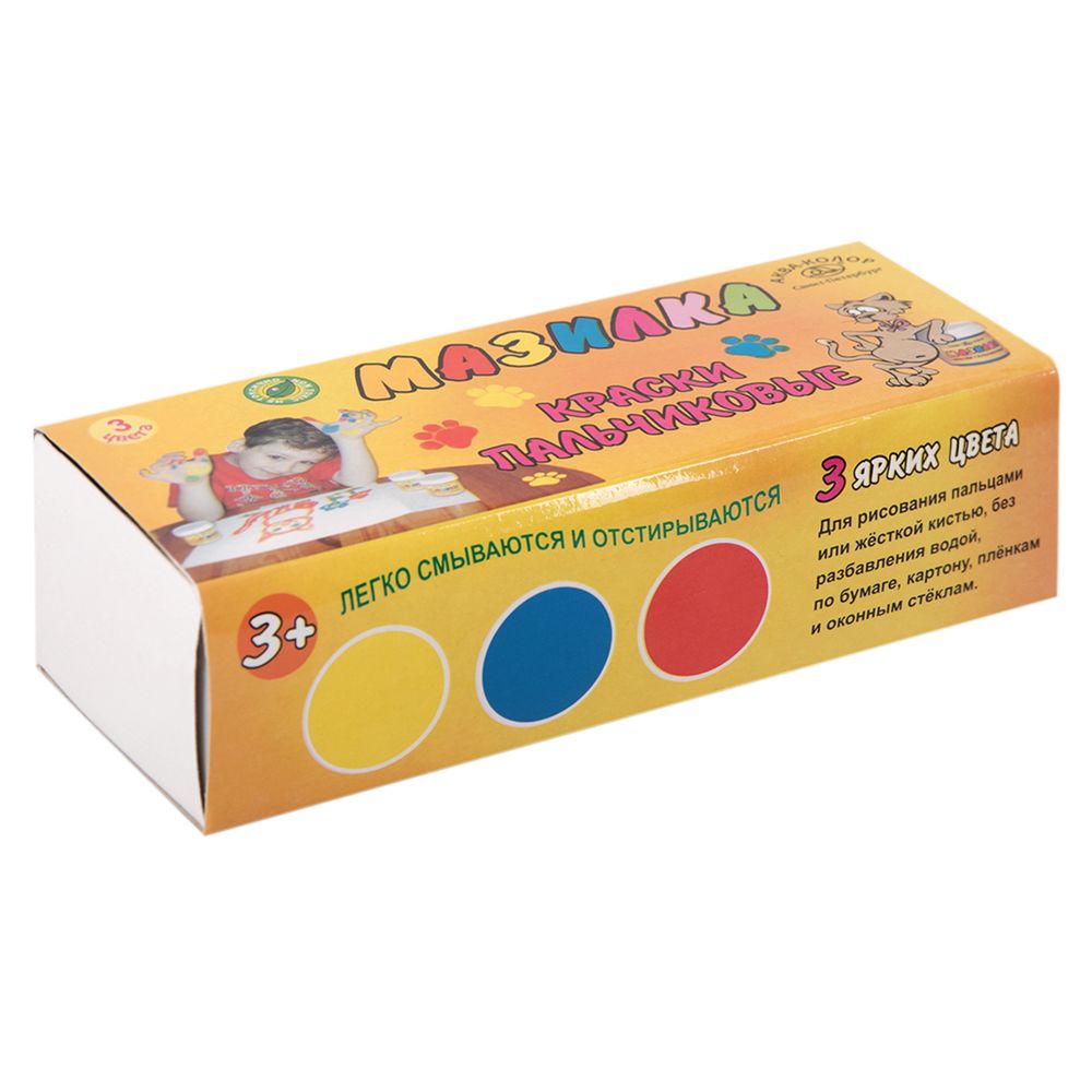 Краска пальчиковая Мазилка набор 3 цв.х150 мл, К3101, Аква-колор