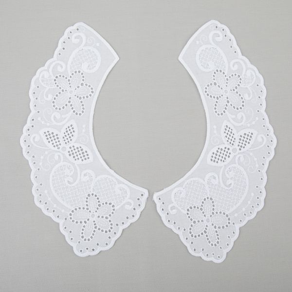 Пришивной кружевной воротник шитьё 120 мм, 5 пар Турция, белый, Gamma VYEM-27-01M