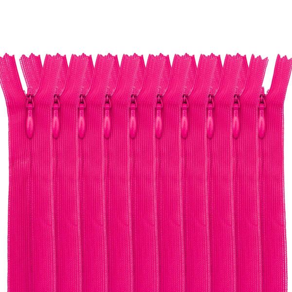 Молния потайная (скрытая) Т3 (3 мм) 1 зам., н/раз., 20 см, фуксия, 31219 / 20, 10 шт