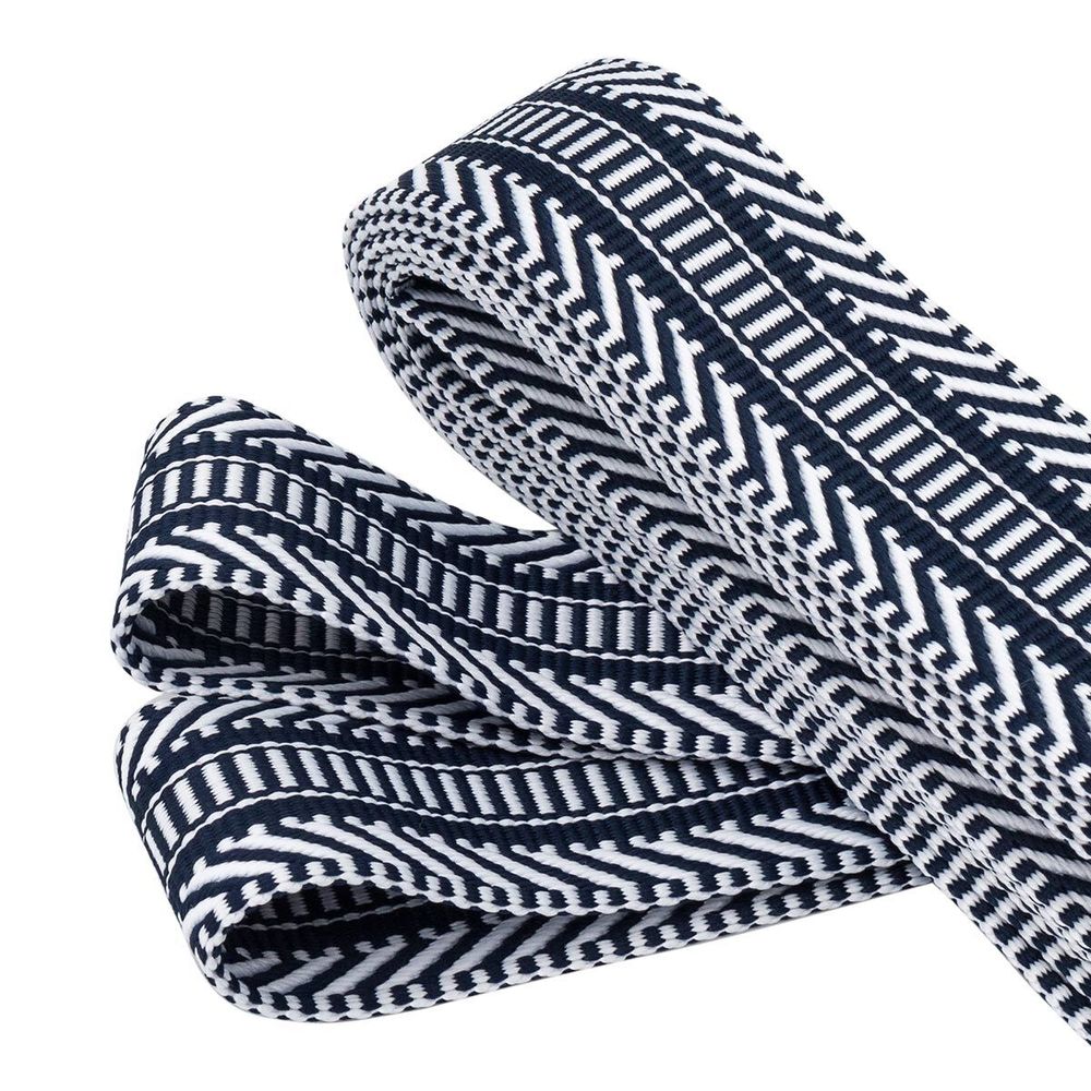 Стропа (ременная лента) 38 мм / 3 метра, [40 г/пог.м], с принтом 2-сторонняя, T021 т.синий/белый), 3Al352