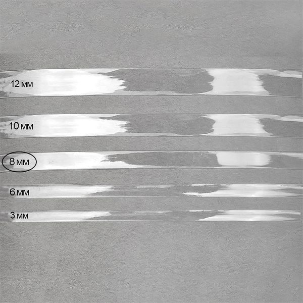 Резинка силиконовая (лента) 8.0 мм / 10 метров, толщ. 0.3 мм, блестящая, 38006