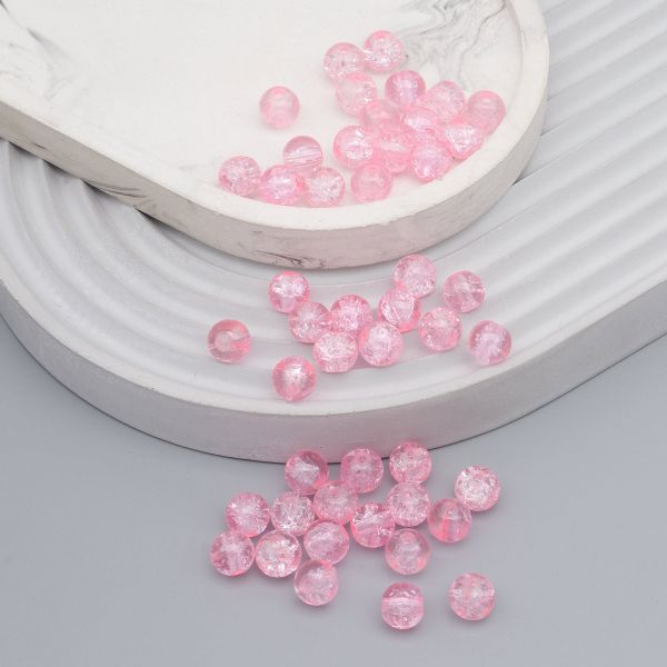 Бусины стекло ⌀8 мм, кракле, 46 шт, Astra&Craft, SY 47 розовый, 1301138