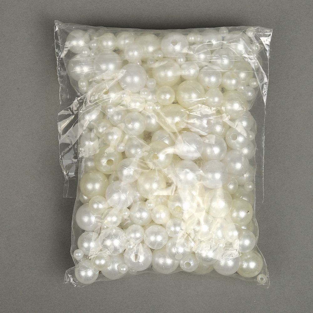 Бусины пластик набор круглые перламутр ассорти