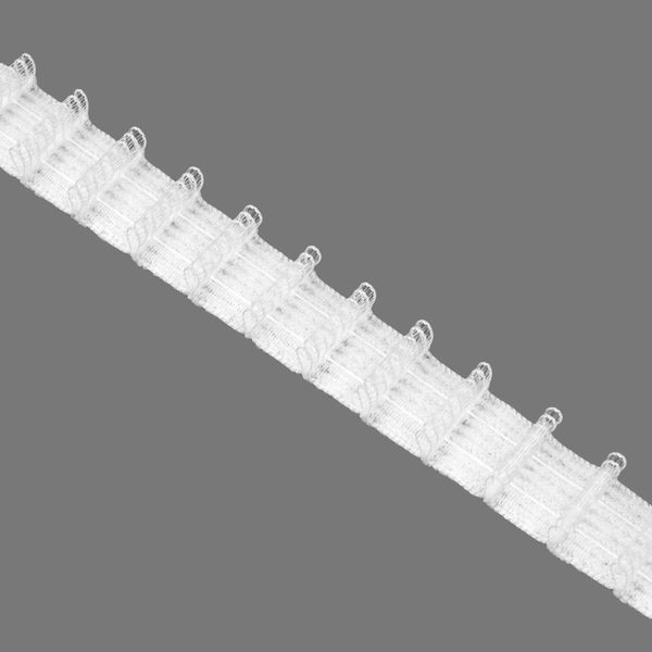 Лента (тесьма) шторная: сборка параллельная (1:2) 25 мм / 50 метров, (2 шнура) для велкро, белый, С0(1/2)5