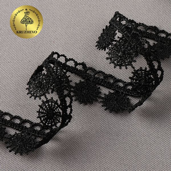 Кружево гипюр (плетёное) 20 мм / 13.71 метров, TBY.8GB0730, цв.черный