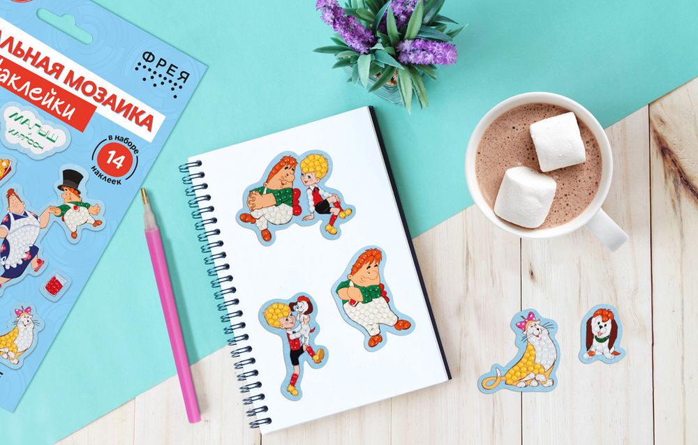 Алмазная (кристальная) мозаика Фрея CMF-ALVN-145, Союзмультфильм. Наклейки Карлсон, который живёт на крыше, 19.5х14 см