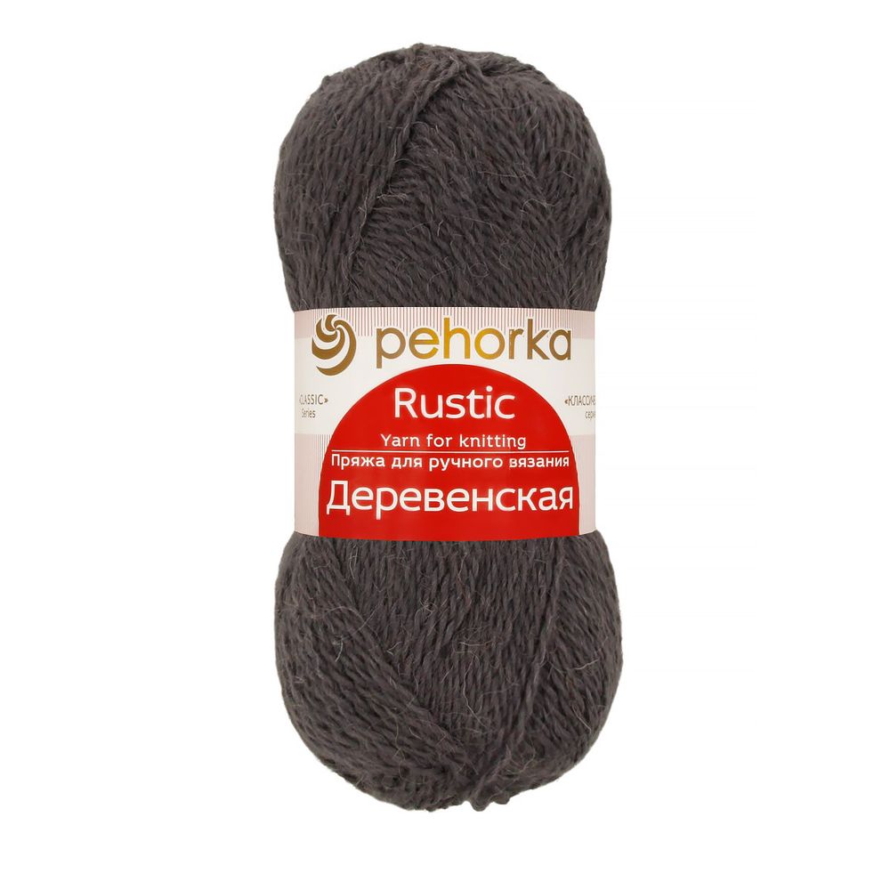 Пряжа Пехорка Деревенская / уп.10 мот. по 100 г, 250 м, цв.035 маренго (т.серый)