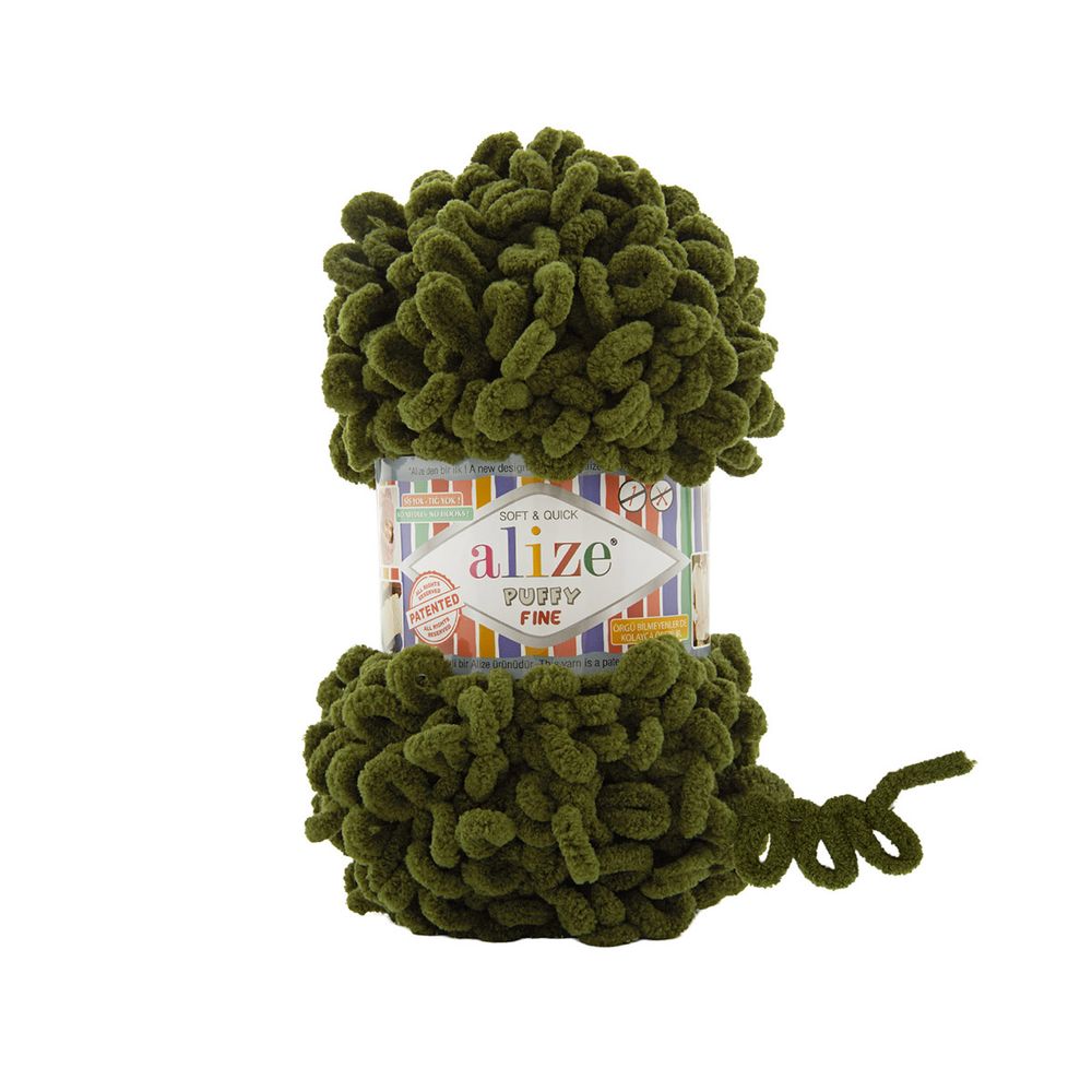 Пряжа Alize (Ализе) Puffy Fine / уп.5 мот. по 100 г, 14.5м, 620 хвойный мох