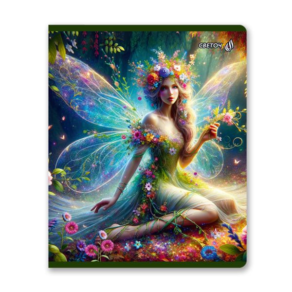 Тетрадь ученическая общая, выборочные блёстки, A5 48 л. на скобе 65 г/м², белизна 100% 10 шт клетка, 01477 Крылатая фантазия, Светоч Т83