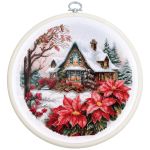 Набор для вышивания нитками Luca-S, с пяльцами Домик в лесу, 17х17см