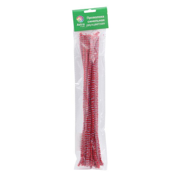 Проволока синельная двухцветная 6 мм / 300мм, 30 шт, Astra&Craft (B-056 серый/красный)