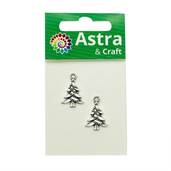 Подвеска металлическая елочка, 22 мм, 2 шт в упак, Astra&Craft