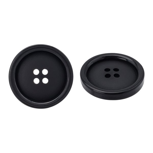 Пуговица 4 прокола 54L = 34 мм, черная, пластик, CNA096, 36 шт