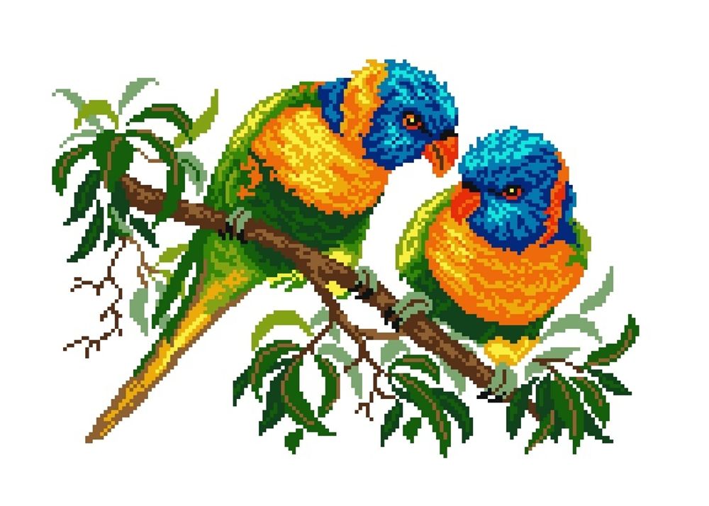 Рисунок на канве Матренин Посад 28х37 - 0494 Волнистые попугайчики