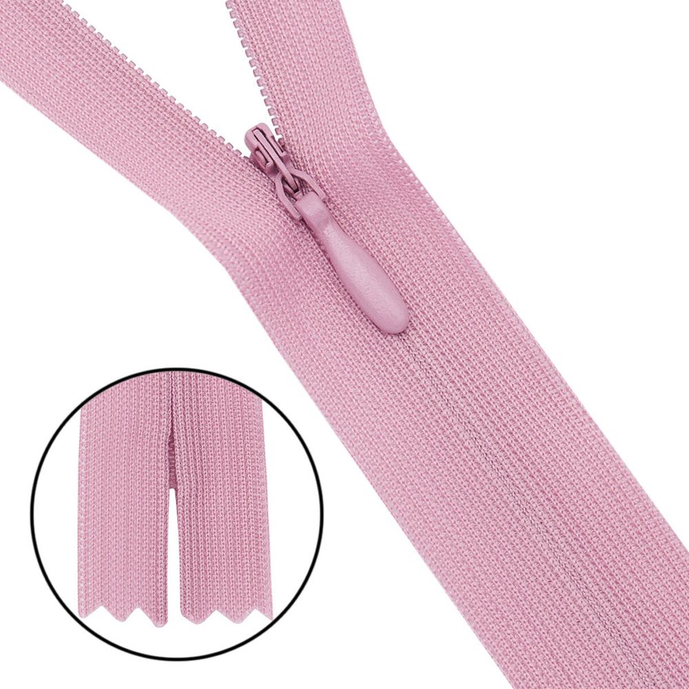 Молния потайная (скрытая) Т3 (3 мм) 1 зам., н/раз., 50 см, св.сиреневый, 31290 / 50, 10 шт