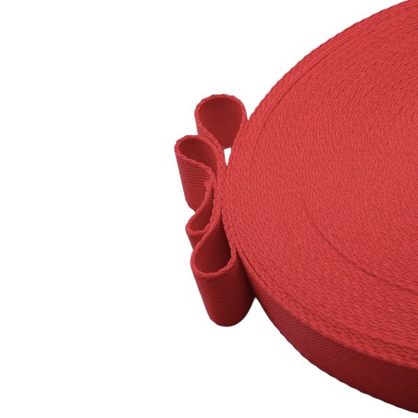 Стропа (ременная лента) 25 мм / 25 метров, толщ. 1.0 мм, [15.1 г/пог.м], 100% п/п, 10 красный