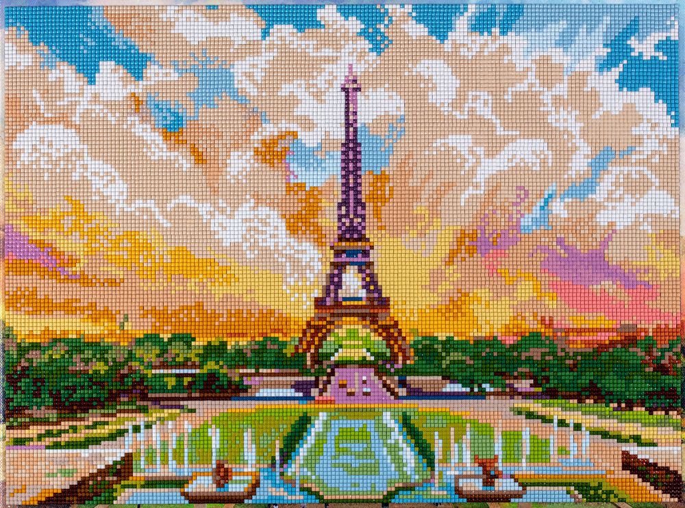 Алмазная (кристальная) мозаика Фрея, на подрамнике Вид на Эйфелеву башню, 40х30 см
