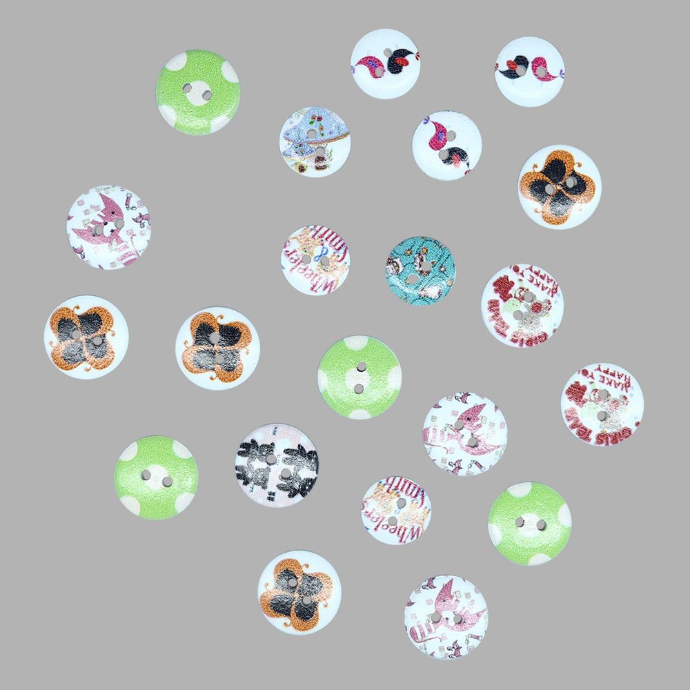 Украшения декоративные пуговицы деревянные Ассорти, 15-18 мм, 100 шт