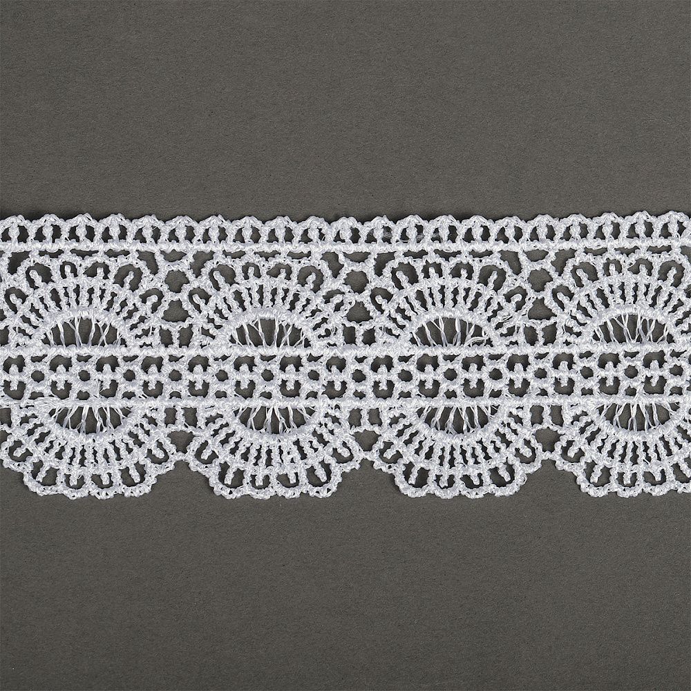 Кружево гипюр (плетёное) 45 мм, диз.2500 цв.01 белый уп.13.71м, Kruzhevo