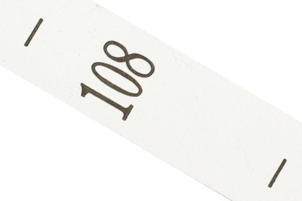 Этикетка-размерник п/э, размер 108 белый 10х25 мм ТВ в рул. 800 шт (20м)