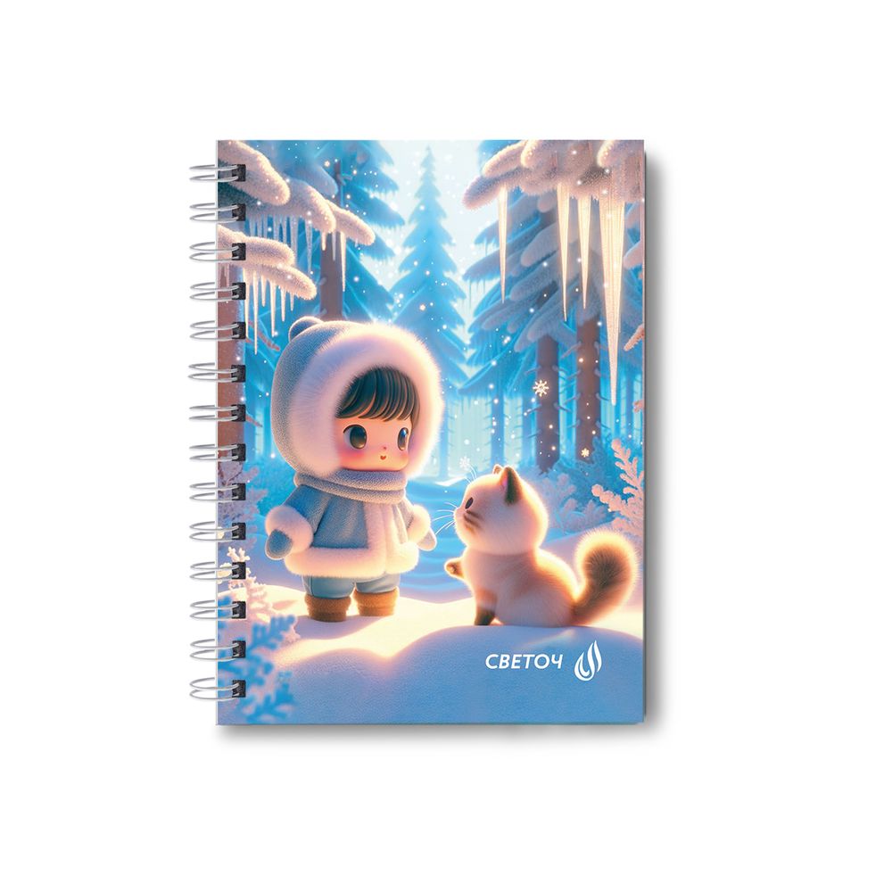 Записная книжка с твердым переплетом, глянцевая ламинация, на гребне A6 120 л. 4 шт клетка, Давай дружить 01597, ЗК226 Светоч