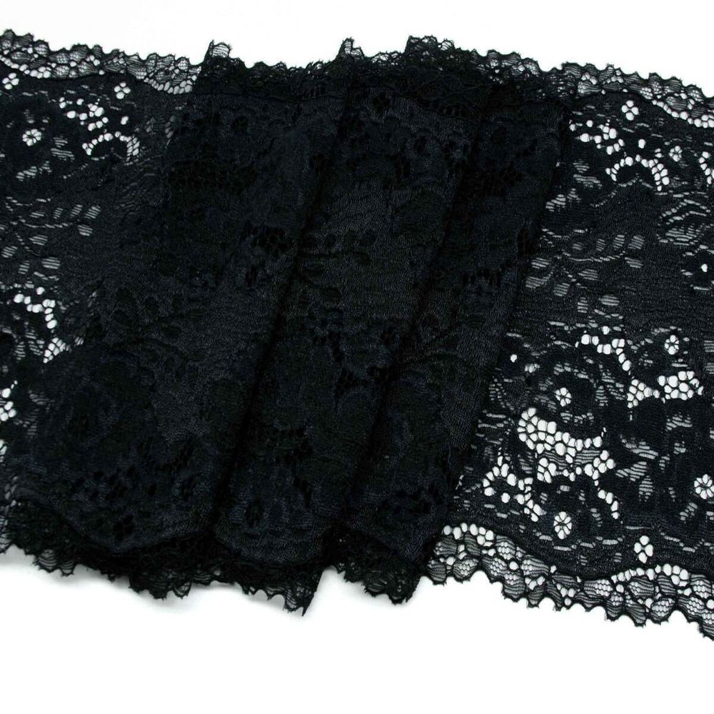 Кружево бельевое эластичное 185 мм / 10 м, 7735070 черный