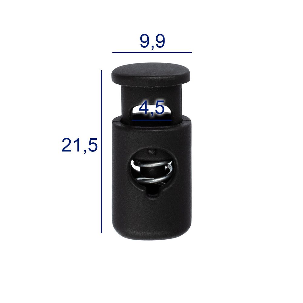 Фиксатор (зажим) для шнура пластик 1 отв., ⌀4.5 мм, 24 шт, №01 черный, Micron DA 5596