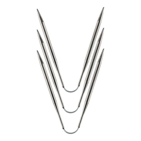 Спицы чулочные металл гибкие ⌀5.0 мм, 21 см, никель, Gamma KNF-3