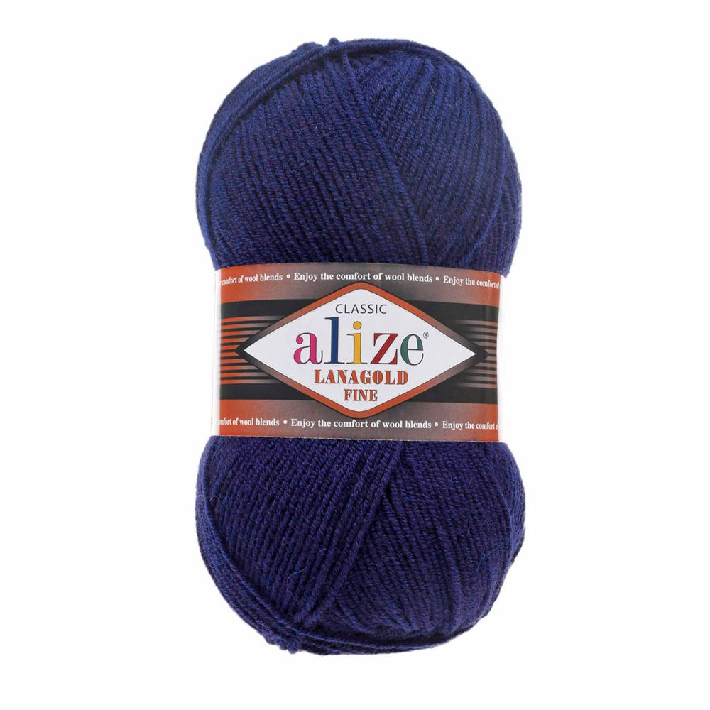 Пряжа Alize (Ализе) Lana Gold Fine / уп.5 мот. по 100 г, 390м, 058 темно-синий A