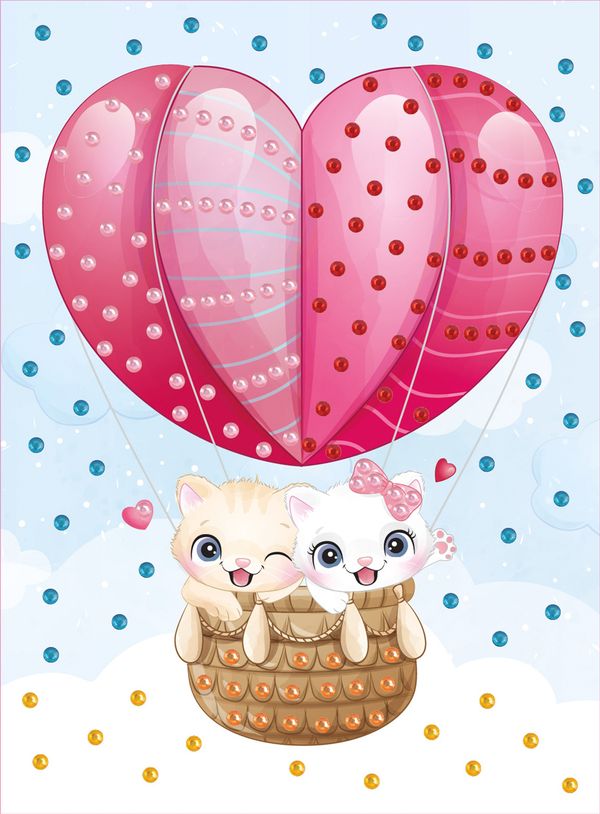 Мозаика 19.5х26.5 см, №28 Котята на воздушном шаре, Hobbius MDS-05