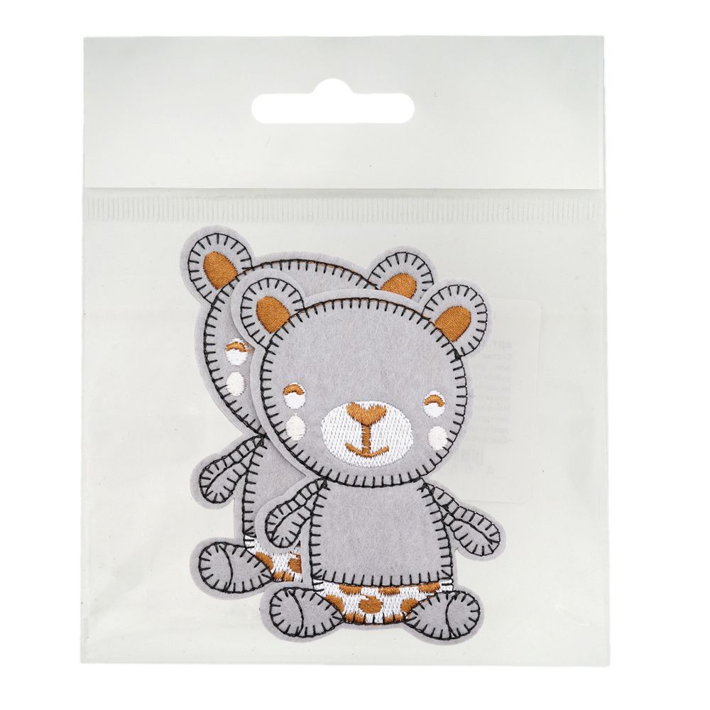 Термоаппликация Мишутка 70х97мм (Gray (серый)), 2 шт, LA524